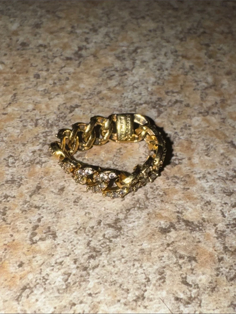 Pandora Gold Tone Crystal Chain Link Ring